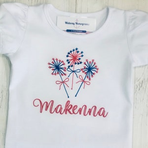 Girls Personalized Fourth of July Shirt – Sparkler Fireworks
