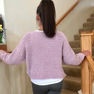 Pale Pink Woman&#39;s Pullover Crocheted Sweater Small Medium Fall Winter Junior One-Of-A-Kind Gift Ready To Ship Cotton Acrylic
