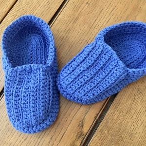 Kid&#39;s Blue Slippers Loafers Cotton Size 5 Large Child&#39;s Birthday Gift Boy Girl Crocheted Washable Easterers Gift Ready To Ship FREE SHIPPING