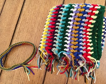Hippie Rainbow Baby Blanket Headband Set Boho Vintage 70s Stripes Soft Crocheted Preemie Newborn One-Of-A-Kind READY TO SHIP