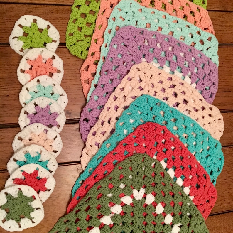 Spring Placemats Trivets Coasters Aqua Coral Lavender Green Etsy