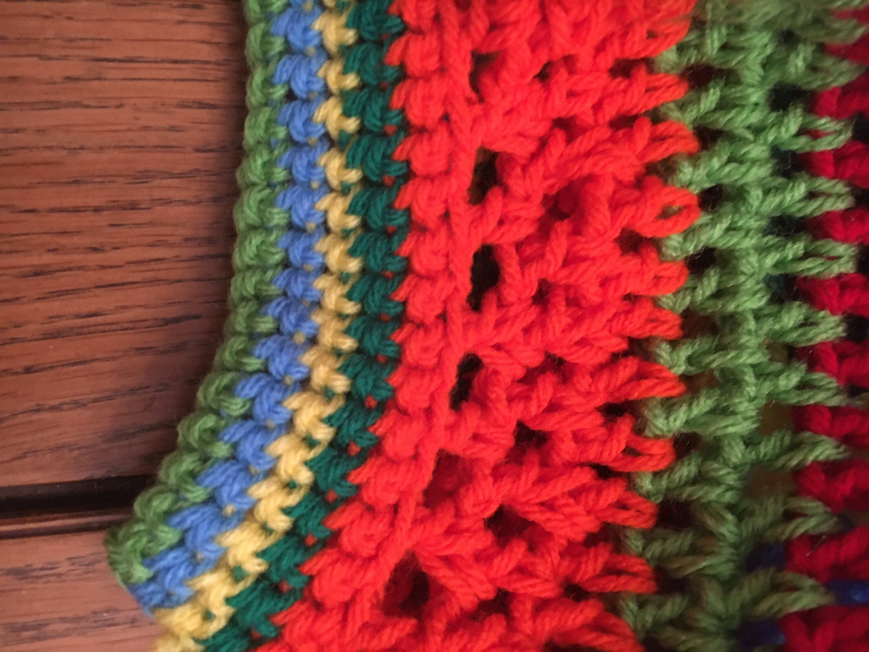 Boho Rainbow Beret Slouchy Tam Green Yellow Blue Green 