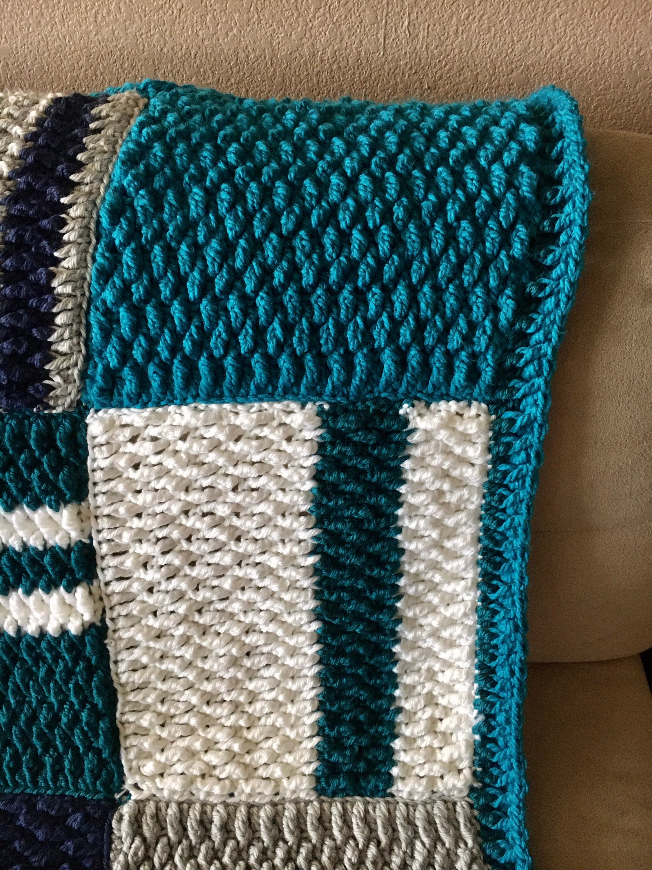 Turquoise Crochet Afghan Gray White Blue Teal READY TO SHIP - Etsy