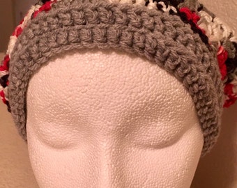 Gris rojo negro blanco triángulo bufanda crocheted Bandanna adulto primavera verano playa sombrero do rag Kerchief cabeza bufanda uno-de-a-kind listo para enviar
