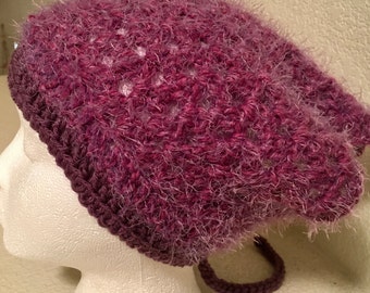 Fuzzy Plum Triangle bufanda crocheted Bandanna púrpura adulto primavera Beach sombrero verano do rag Kerchief bufanda cabeza uno-de-a-kind listo para enviar