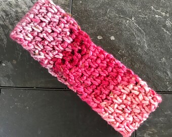 Pink Adult Headband Teen Teacher Co-Worker Gift Crocheted Gray Sports Band  Ear Warmer Ready To Ship Very Soft Ready To Ship