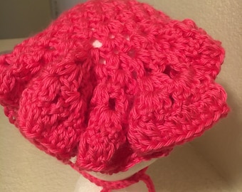 Rosa rosa oscuro ruffle triángulo bufanda crocheted bandanna adult primavera beach sombrero verano do pañuelo de trapo bufanda de la cabeza uno-de-a-kind listo para enviar