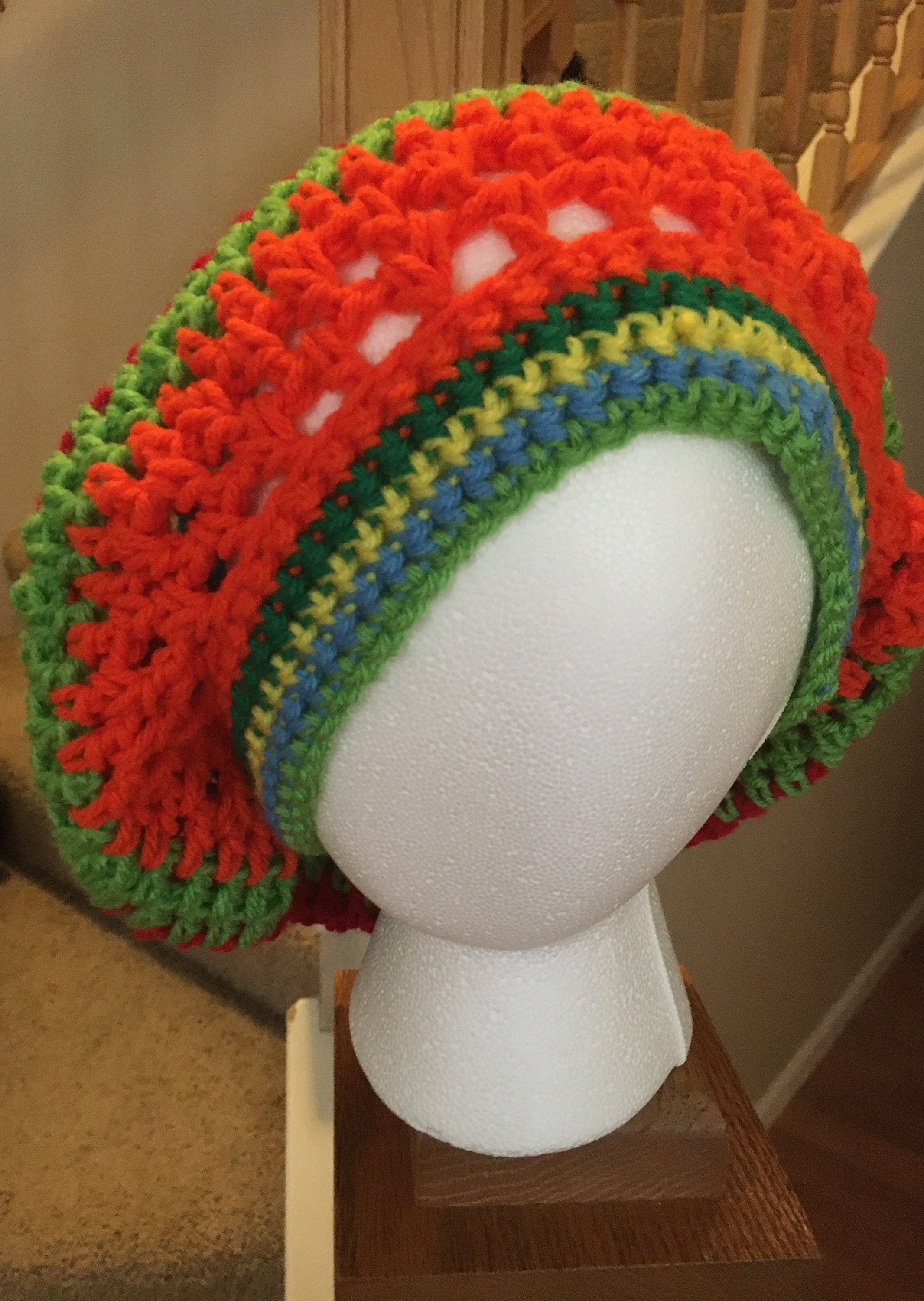 ✋TRADED✋Rainbow handmade crochet slouch beret hat Rainbow Crochet Beret – Snapdragon Brand main image 3