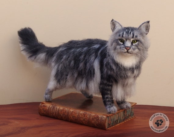 Needle Felted Maine Coon Long Haired Cat Etsy