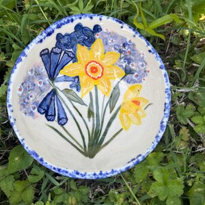 Handpainted wildflower ceramic bowl, flower slab bowl, floral bowl, small ceramic bowl