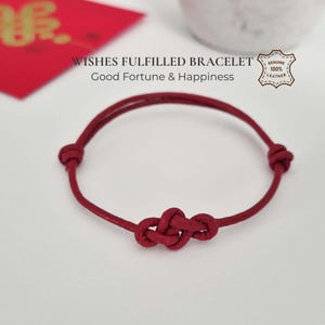 Ruyi Knot Bracelet, Feng Shui Red String, Lucky Genuine Leather Cord, Protection Charm Gift