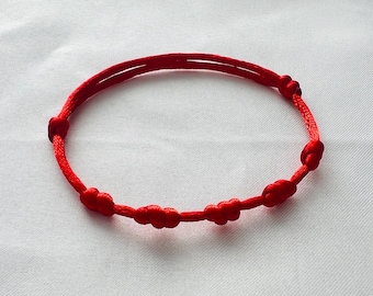 7 Knots Red String Protection Bracelet, Good Luck Cord Adjustable Bracelet, Amulet, spiritual gift