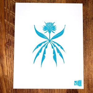 Wildflower dandelion Linocut block print minimalist