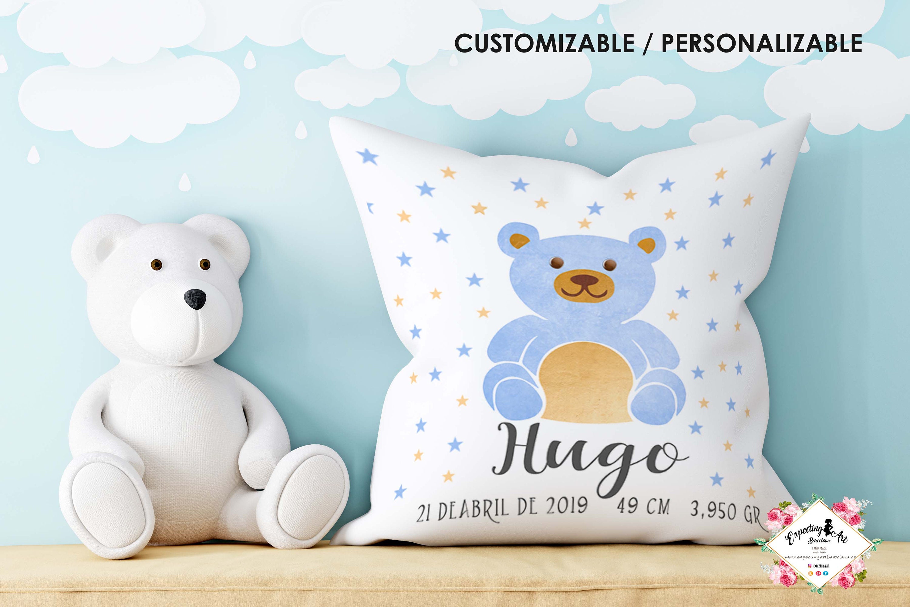 Almohada para Bebé Anticabeza Plana Diseño Osito Azul - Promart