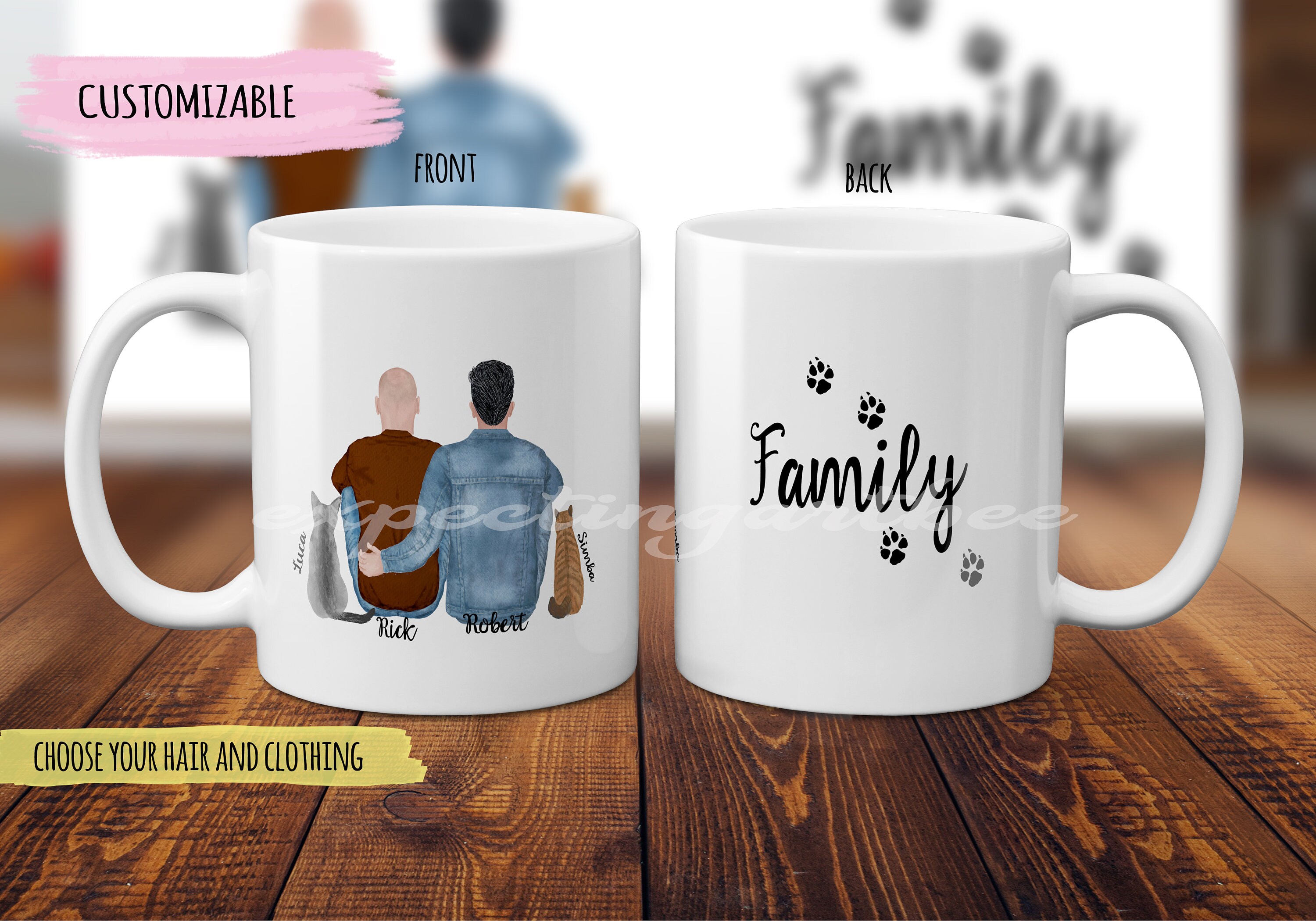 Personalized mug for gay couple with dog Custom Lgtbi Cup