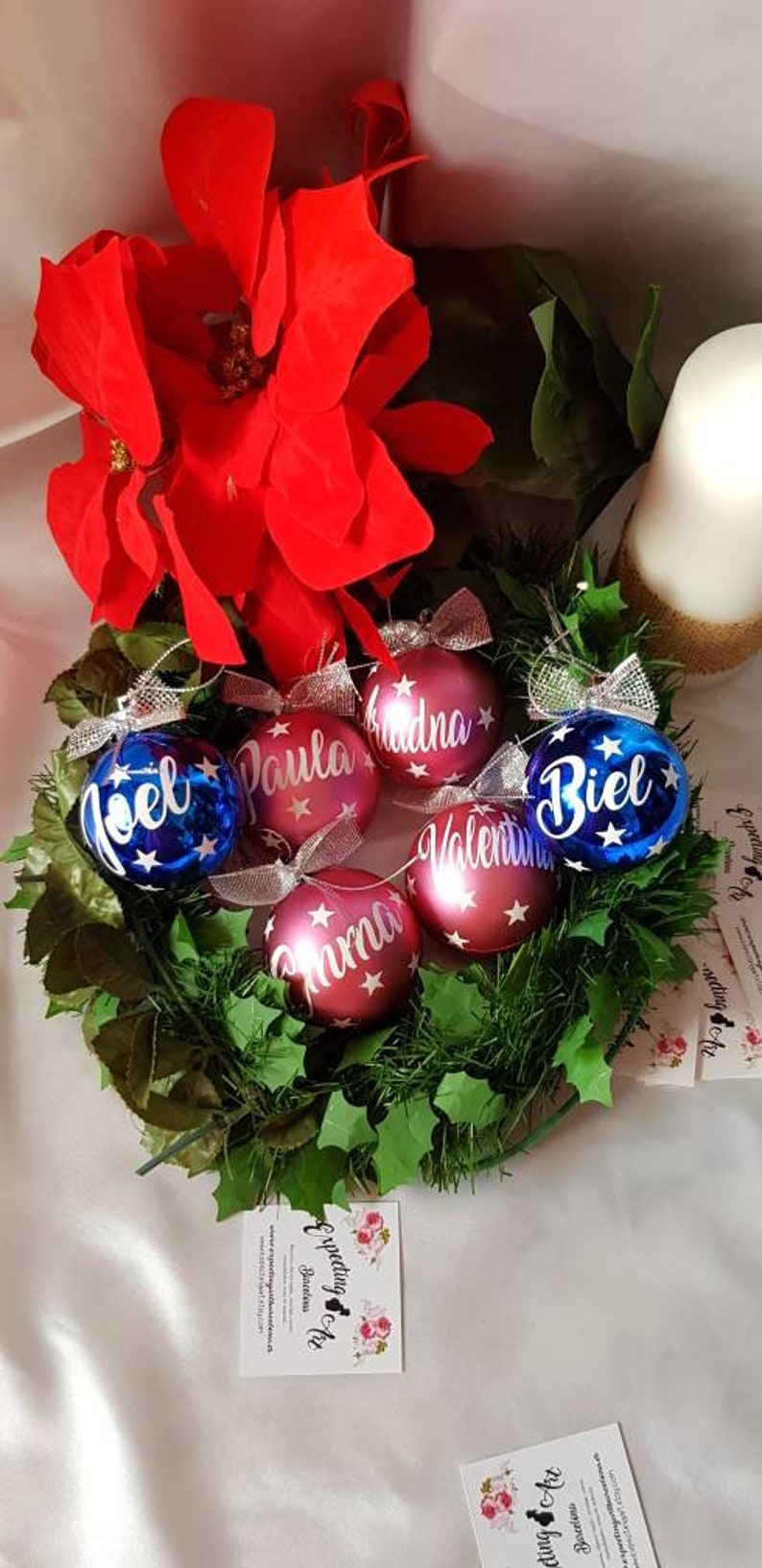Bola de navidad con Nombre. Christmas ball red Bola Personalizada de Navidad 8 cm Adorno de Navidad Esfera Navide\u00f1a Christmas baubles