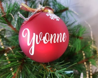 Palla di Natale personalizzata 8 cm. Ornamento natalizio. Palla di Natale rossa. Palline di Natale, Sfera di Natale. Palla di Natale con Nome.