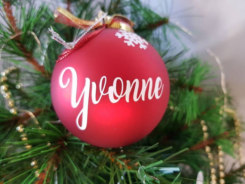 Bola de navidad con Nombre. Christmas ball red Bola Personalizada de Navidad 8 cm Adorno de Navidad Esfera Navide\u00f1a Christmas baubles
