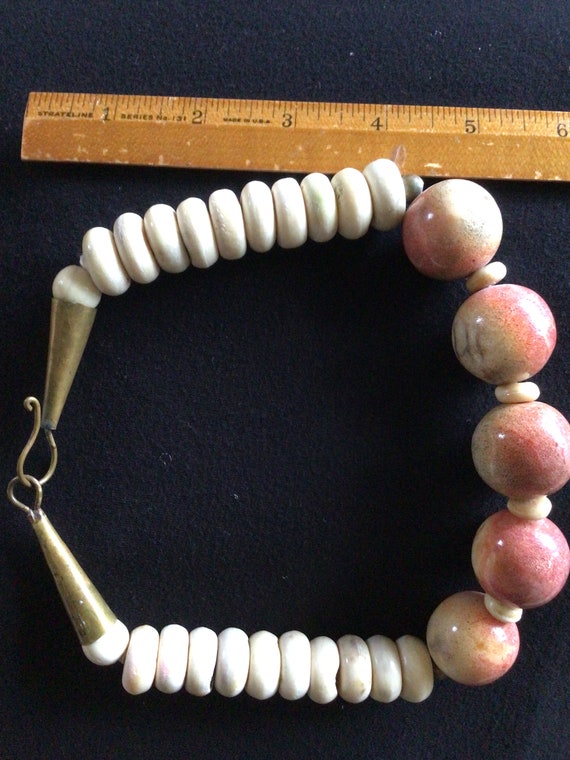 Vintage Tribal Clay Bead Necklace Boho - image 5