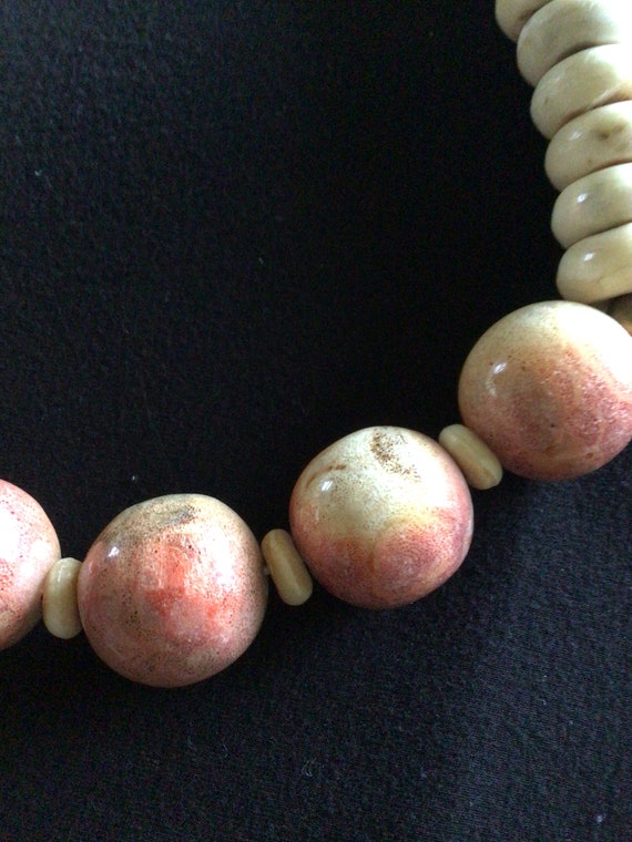 Vintage Tribal Clay Bead Necklace Boho - image 2