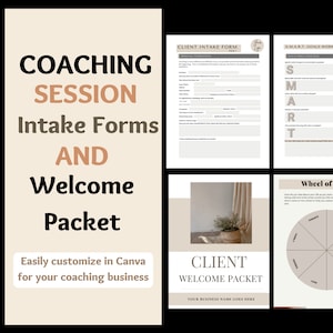Coaching Intake Forms, Templates, Welcome Packet| Editable in Canva | Health & Life Coach Template Worksheet Contract Bundle | Printable