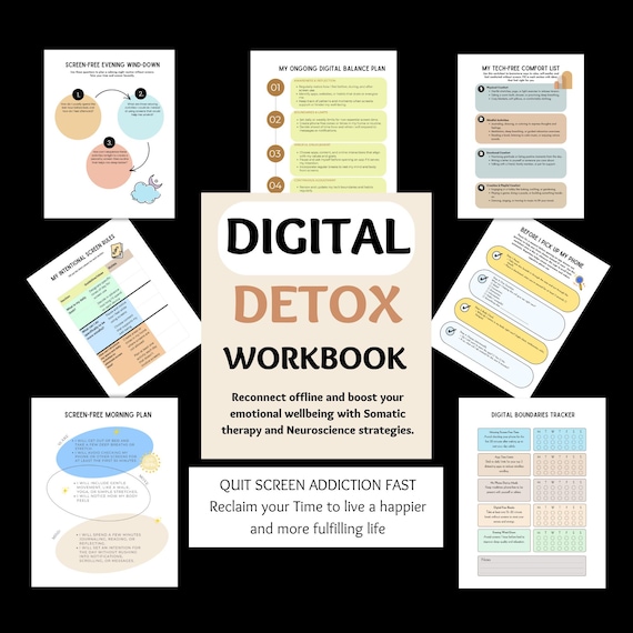 Digital Detox Workbook, Screen Time addiction Worksheets Planner, ADHD, Dopamine Regulation,Screen Time Tracker Neurodivergent Therapy Guide