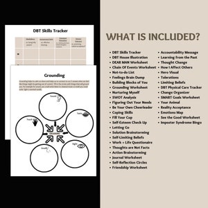 DBT-arbetsbladspaket, terapiarbetsblad, DBT-färdigheter, DBT-arbetsbok, terapiverktyg, utskrivbart handout för psykisk hälsa, terapeutresurser bild 2