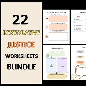 22 Restorative Justice Conflict Resolution Worksheets Bundle,Anti-bullying Therapy Printable- School Counselors Social Workers Psychologists