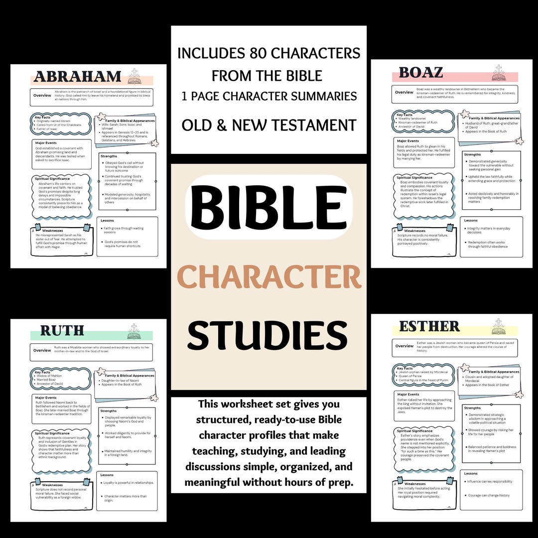 Bible Character Study Guide, Bible Made Easy Breakdown Sheet, Printable ...