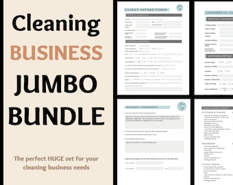 Può includere: Un pacchetto jumbo per un'attività di pulizia con moduli per l'assunzione di clienti, accordo di pagamento e una checklist di pulizia generale. I moduli includono sezioni per informazioni personali, dettagli aggiuntivi sulla casa, cucina e sala da pranzo, camera da letto e aree soggiorno.