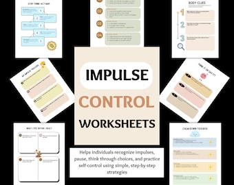 Impulse Control Mega Bundle Therapy Worksheets,  Emotional Self Regulation Workbook, Anger Management DBT ADHD Emotions Counseling Tools