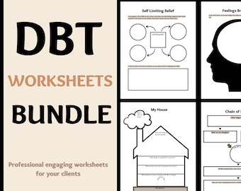DBT Worksheet Bundle, Therapy Worksheets, DBT Skills, DBT Workbook, Therapy Tools, Mental Health Printable Handout, Therapist Resources