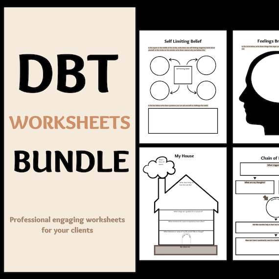 DBT Worksheet Bundle, Therapy Worksheets, DBT Skills, DBT Workbook, Therapy Tools, Mental Health Printable Handout, Therapist Resources