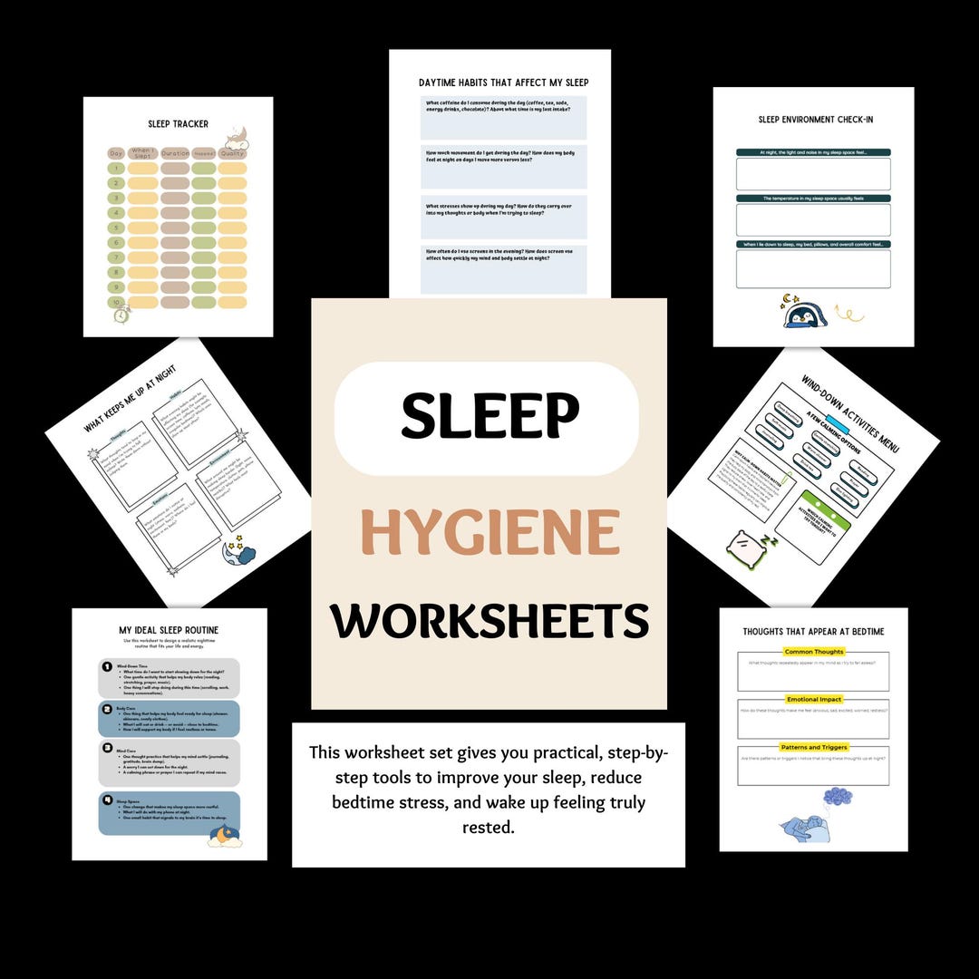 Sleep Hygiene Workbook, Therapy Worksheets, Mindfulness Tips, Self-care ...