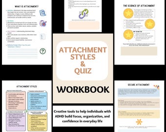 Attachment Styles Therapy Worksheets Quiz Workbook Bundle, Adult attachment styles, Anxious Secure Avoidant Disorganized, Couples counseling
