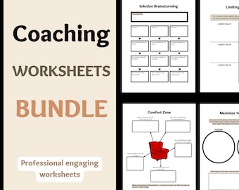 Lot de feuilles de travail pour coach, Modèles Canva pour coaching, Modèles d'outils de coaching modifiables, Lot de modèles pour coach, Feuilles de travail pour coach imprimables