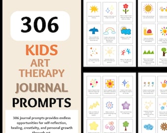 Kids Art Therapy Journal Prompt Cards Therapy Tools Mental Health Resources Creative Arts Counselor Psychology Mindful Therapist Flash Cards