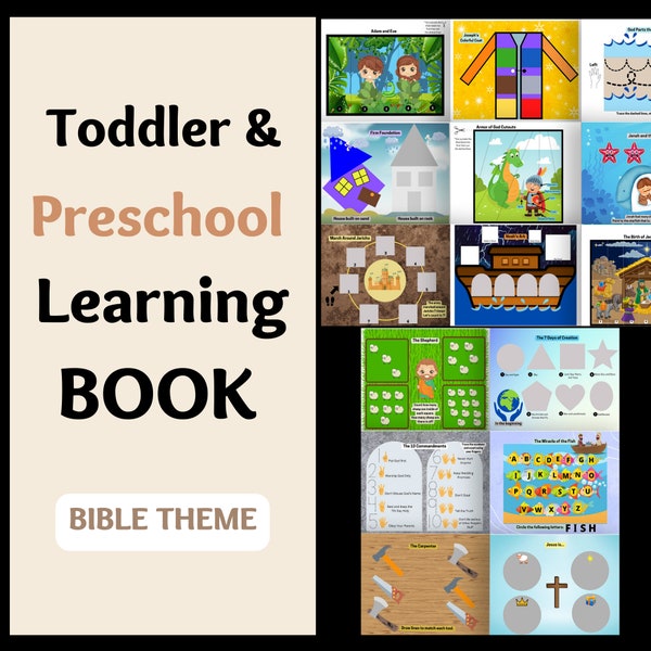 Toddler and Preschool Learning Busy Book, Bible Theme Toddler Busy Book, Bible Quiet Book, Toddler and Preschool Printable Learning Binder
