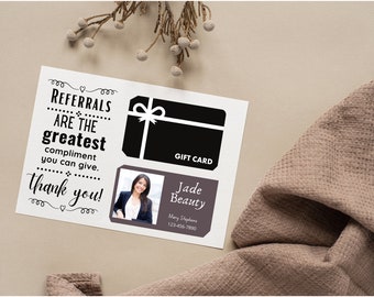 Referral Gift Card & Business Card Holder, The Best Compliment you can give, Beauty Nails Hair Business Thank You Mailer Marketing Printable