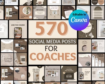 Paquete de redes sociales de plantilla de Instagram para creadores de cursos y entrenadores, plantilla de coaching de vida para Canva, historias de publicaciones de Instagram Pines de Pinterest