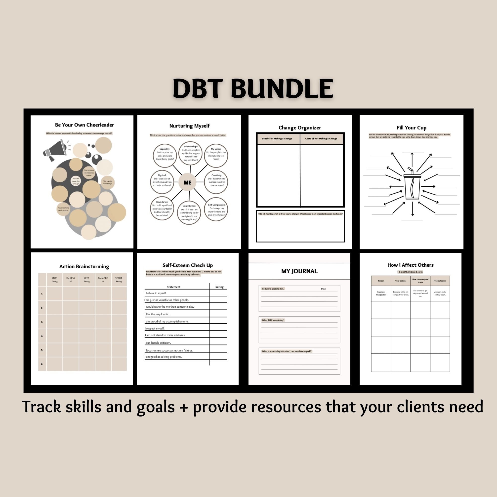 DBT Worksheet Bundle, Therapy Worksheets, DBT Skills, DBT Workbook ...