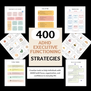 400 ADHD Executive Functioning Skills Strategies Resources, Mental Health Therapy Worksheets, SEL Coping Skills, Executive Functioning Wheel