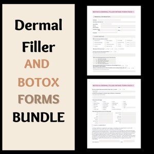 Dermal Filler Intake Intake Forms, Botulinum Toxin Einverständniserklärung, Botox Consent Forms, Kosmetikerin & Vorlage für Kosmetik Spas