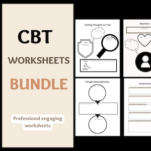 CBT Worksheets Bundle, Therapy Journal Prompts, Printable Mental Health Handout, Therapy Tools, Cognitive Behavioral Therapy Worksheets