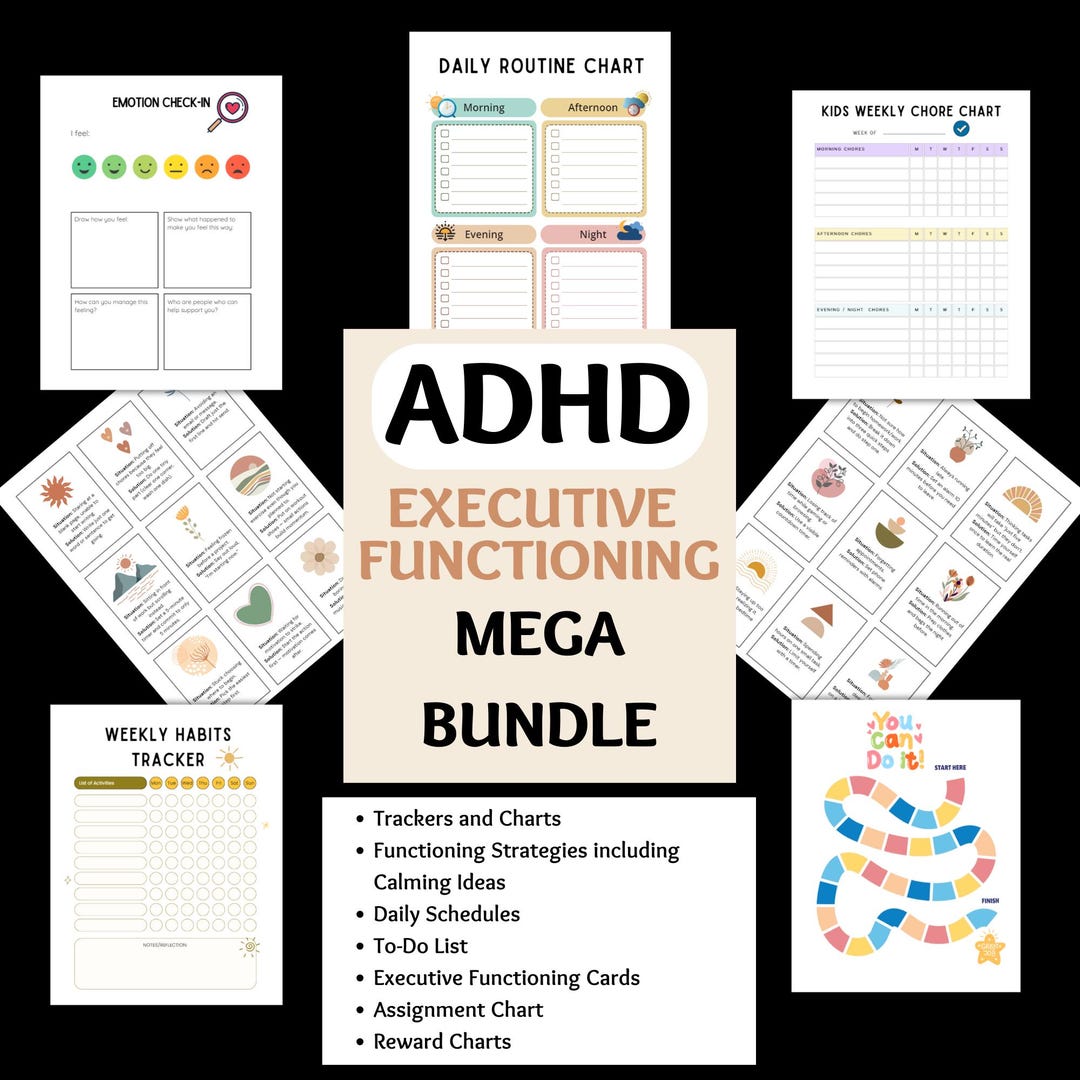 Children ADHD Executive Functioning Printables, Kids ADHD Skills Calm ...