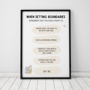 Setting Boundaries Wall Art Print, Therapy Poster,Counselor Psychologist Psychiatrist Therapist Office Decor Sign Printable Digital Download
