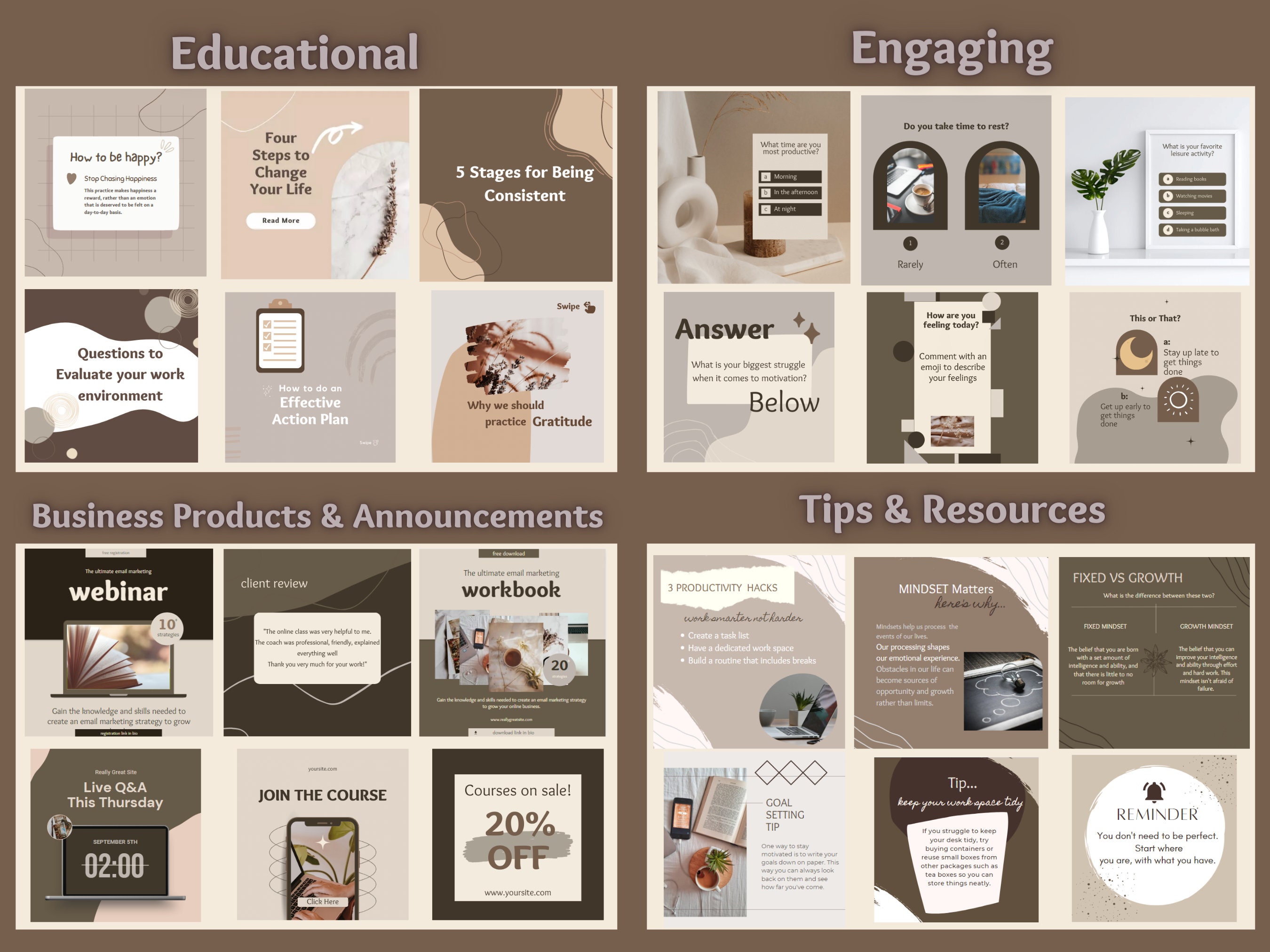 Coach & Course Creators Instagram Template Social Media Bundle, Life ...