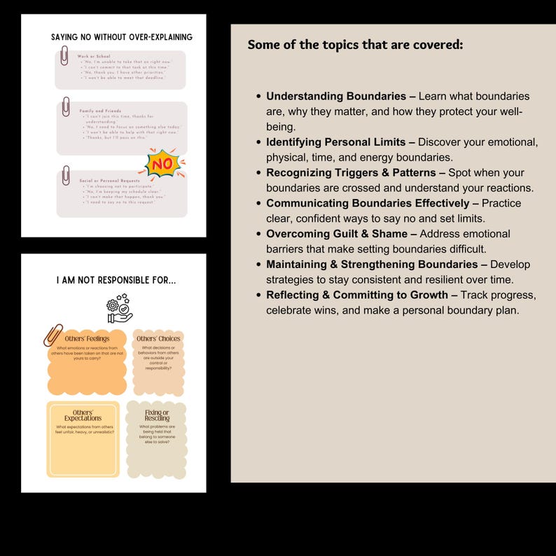 Setting Boundaries Worksheet Bundle Therapy Workbook, Boundary Setting ...