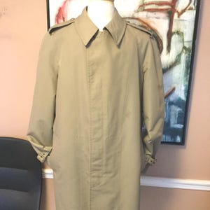 Vintage London Fog Tan Trench Coat, Removable Faux Fur Lining, 42L