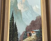 A Beautiful Original By F. Ronaldo.Textured Oil Painting Cottage The Swiss Alps